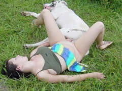 Polish girl fucks with a dog in the wood