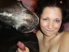 Brunette shows how to have sex with a dog